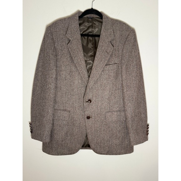Joe Namath Signature Collection Other - Joe Namath Sport Coat Brown Herringbone 100% Wool Blazer Mens 42R